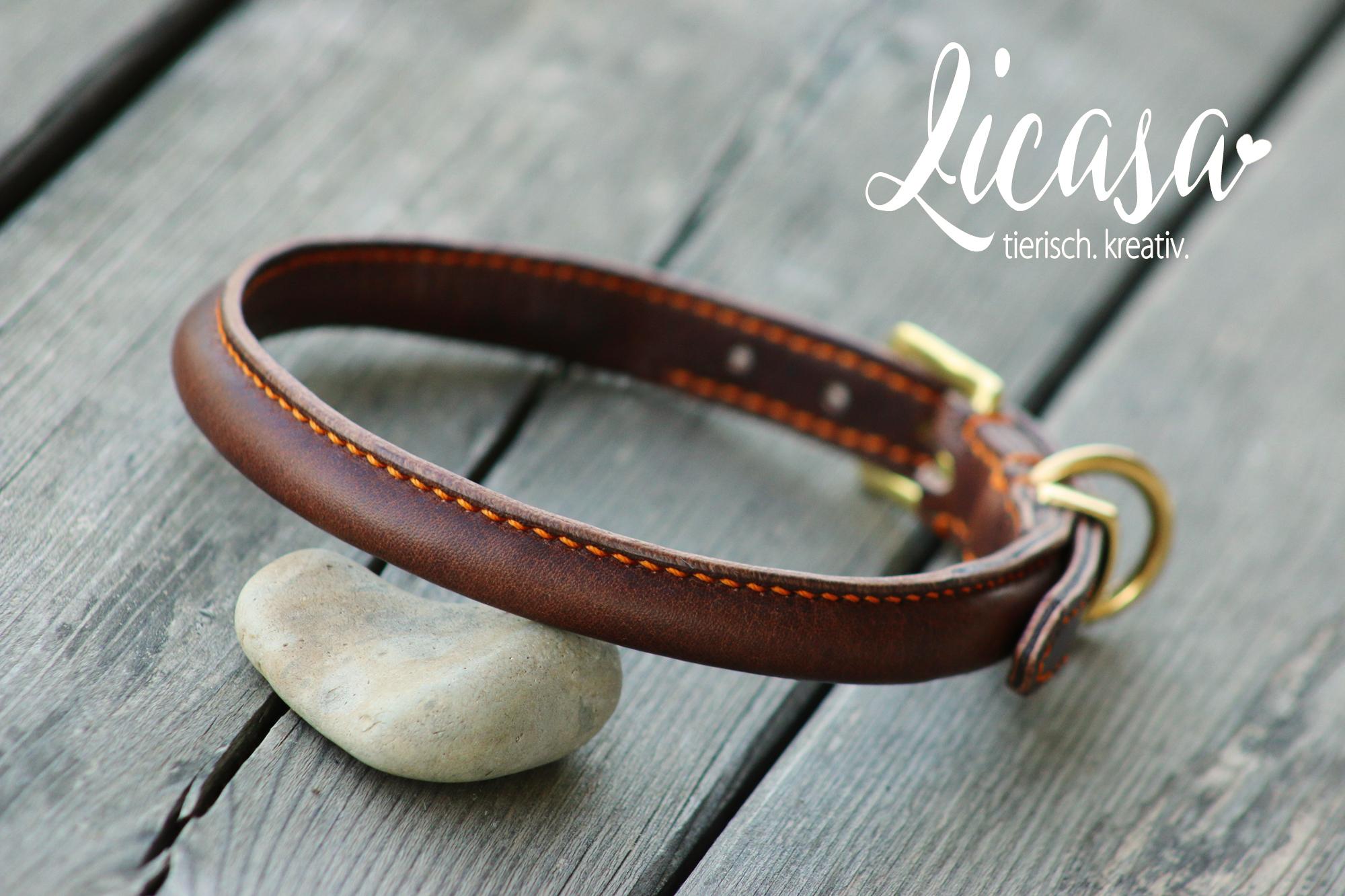 Rundlederhalsband mit Dornschnalle. Sattlerarbeit nach Maß
